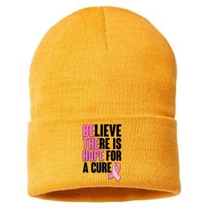 Believe There Is Hope For A Cure Be The Hope Breast Cancer Awareness Sustainable Knit Beanie