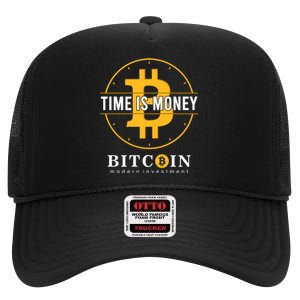 Bitcoin Time Is Money High Crown Mesh Back Trucker Hat