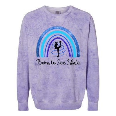 Born To Ice Skate / Figure Skater Athlete Skating Rainbow Colorblast Crewneck Sweatshirt