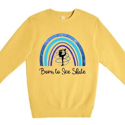 Born To Ice Skate / Figure Skater Athlete Skating Rainbow Premium Crewneck Sweatshirt