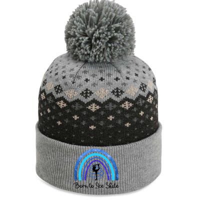 Born To Ice Skate / Figure Skater Athlete Skating Rainbow The Baniff Cuffed Pom Beanie