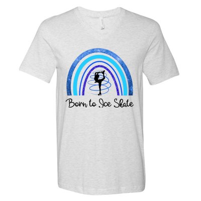 Born To Ice Skate / Figure Skater Athlete Skating Rainbow V-Neck T-Shirt