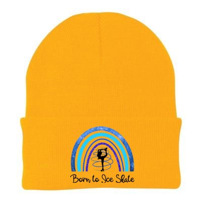 Born To Ice Skate / Figure Skater Athlete Skating Rainbow Knit Cap Winter Beanie