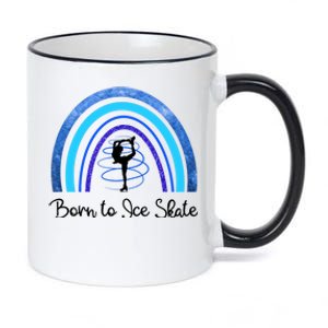 Born To Ice Skate / Figure Skater Athlete Skating Rainbow 11oz Black Color Changing Mug