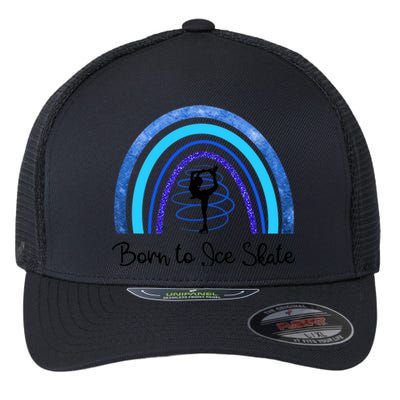 Born To Ice Skate / Figure Skater Athlete Skating Rainbow Flexfit Unipanel Trucker Cap