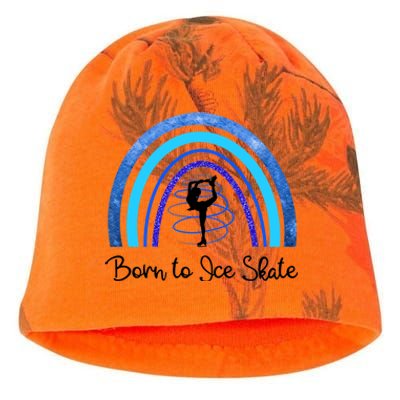 Born To Ice Skate / Figure Skater Athlete Skating Rainbow Kati - Camo Knit Beanie