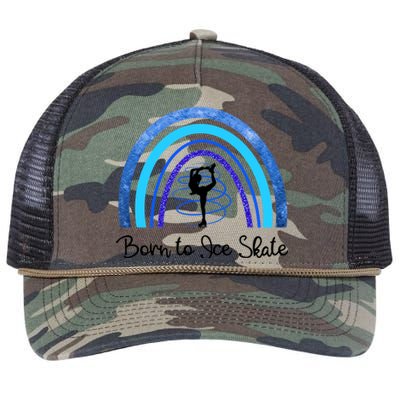 Born To Ice Skate / Figure Skater Athlete Skating Rainbow Retro Rope Trucker Hat Cap