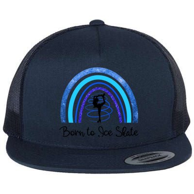 Born To Ice Skate / Figure Skater Athlete Skating Rainbow Flat Bill Trucker Hat