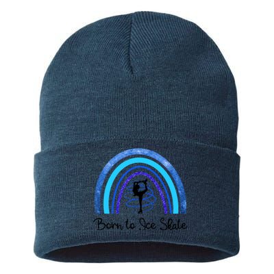 Born To Ice Skate / Figure Skater Athlete Skating Rainbow Sustainable Knit Beanie