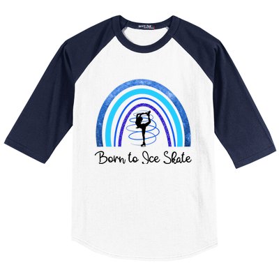 Born To Ice Skate / Figure Skater Athlete Skating Rainbow Baseball Sleeve Shirt