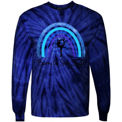 Born To Ice Skate / Figure Skater Athlete Skating Rainbow Tie-Dye Long Sleeve Shirt