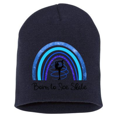 Born To Ice Skate / Figure Skater Athlete Skating Rainbow Short Acrylic Beanie