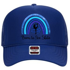 Born To Ice Skate / Figure Skater Athlete Skating Rainbow High Crown Mesh Back Trucker Hat