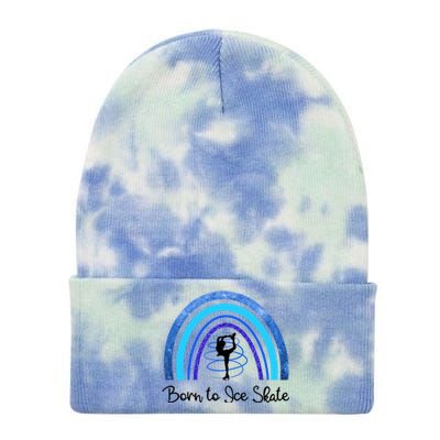 Born To Ice Skate / Figure Skater Athlete Skating Rainbow Tie Dye 12in Knit Beanie