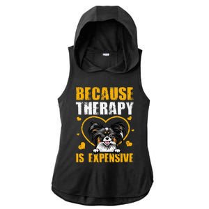 Because Therapy Is Expensive Papillion Gift Ladies PosiCharge Tri-Blend Wicking Draft Hoodie Tank