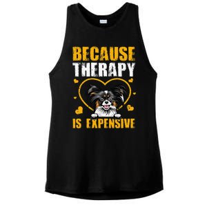 Because Therapy Is Expensive Papillion Gift Ladies PosiCharge Tri-Blend Wicking Tank