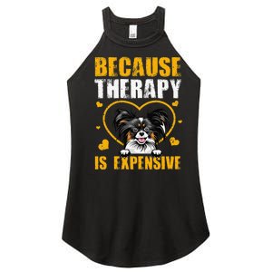 Because Therapy Is Expensive Papillion Gift Women's Perfect Tri Rocker Tank