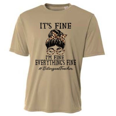 Bilingual Teacher It's Fine, I'm Fine And Everything's Fine Cooling Performance Crew T-Shirt