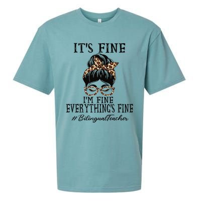 Bilingual Teacher It's Fine, I'm Fine And Everything's Fine Sueded Cloud Jersey T-Shirt