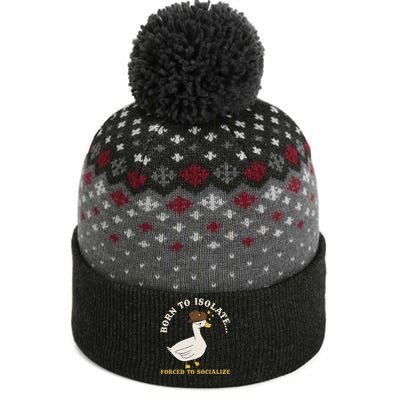 Born To Isolate Forced To Socialize Funny The Baniff Cuffed Pom Beanie