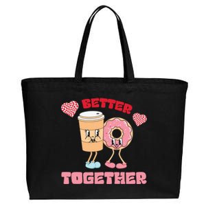 Better Together Iced Coffee Donut Couple Valentines Day Gift Cotton Canvas Jumbo Tote