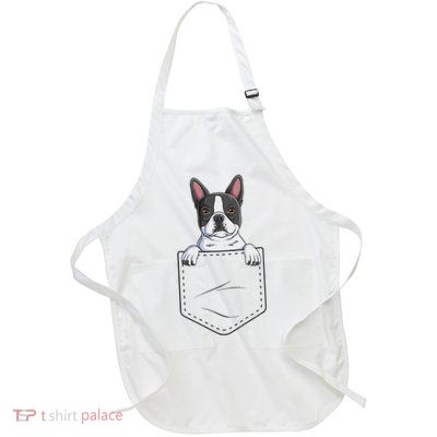 Boston Terrier In The Pocket Cute Boston Terrier Dog Lovers Full-Length Apron With Pockets