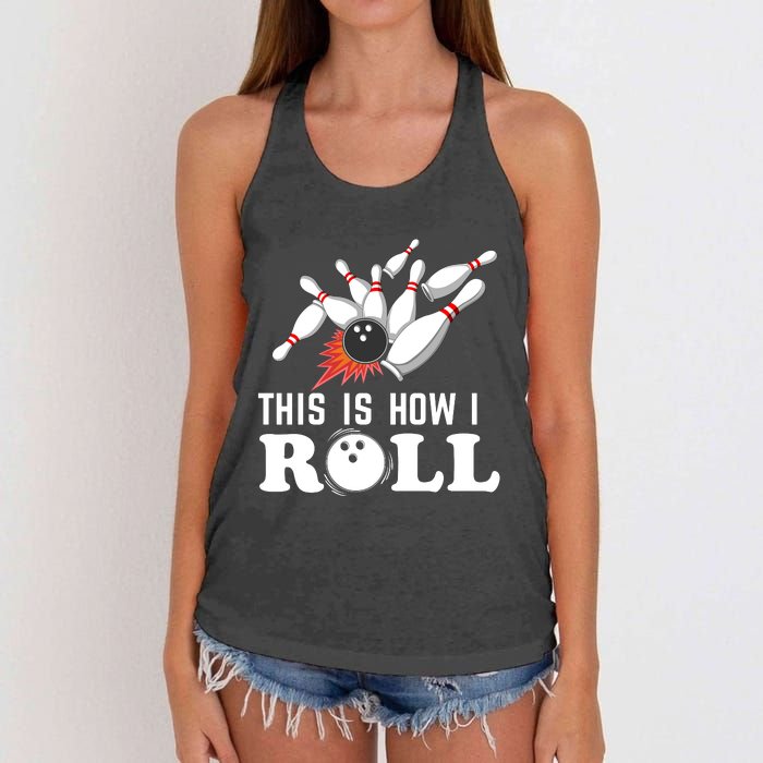 Bowling This Is How I Roll Women's Knotted Racerback Tank