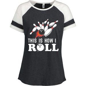 Bowling This Is How I Roll Enza Ladies Jersey Colorblock Tee