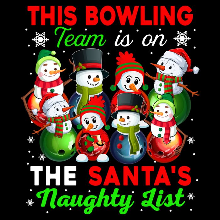 Bowling Team Is On SantaS Naughty List Xmas Group Snow Gift Drawstring Bag