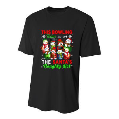 Bowling Team Is On SantaS Naughty List Xmas Group Snow Gift Youth Performance Sprint T-Shirt
