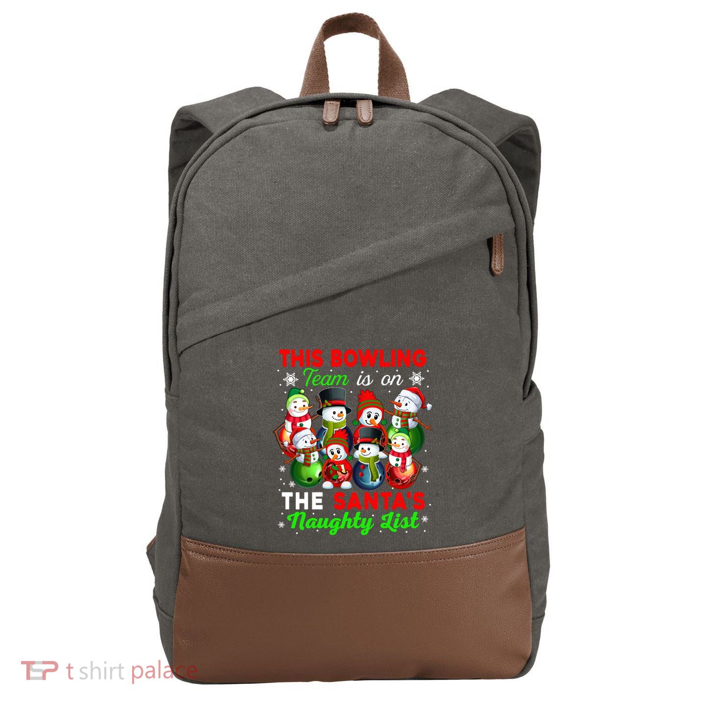 Bowling Team Is On SantaS Naughty List Xmas Group Snow Gift Cotton Canvas Backpack