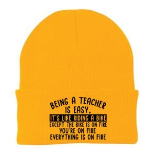 Being Teacher Is Easy It’S Like Riding A Bike Back To School Gift Knit Cap Winter Beanie