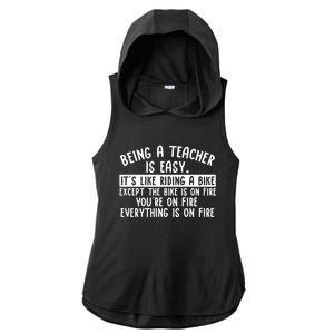 Being Teacher Is Easy It’S Like Riding A Bike Back To School Gift Ladies PosiCharge Tri-Blend Wicking Draft Hoodie Tank