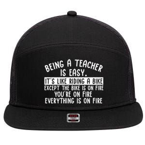 Being Teacher Is Easy It’S Like Riding A Bike Back To School Gift 7 Panel Mesh Trucker Snapback Hat