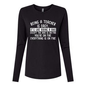 Being Teacher Is Easy It’S Like Riding A Bike Back To School Gift Womens Cotton Relaxed Long Sleeve T-Shirt