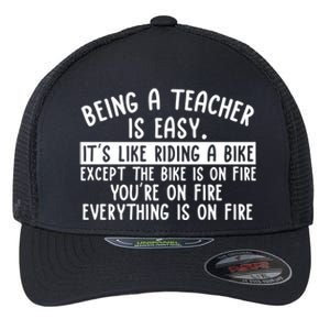 Being Teacher Is Easy It’S Like Riding A Bike Back To School Gift Flexfit Unipanel Trucker Cap