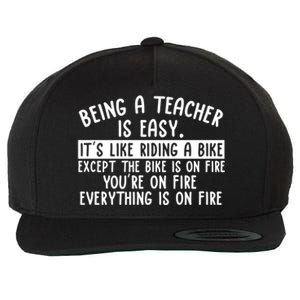 Being Teacher Is Easy It’S Like Riding A Bike Back To School Gift Wool Snapback Cap