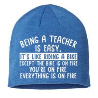 Being Teacher Is Easy It’S Like Riding A Bike Back To School Gift Sustainable Beanie