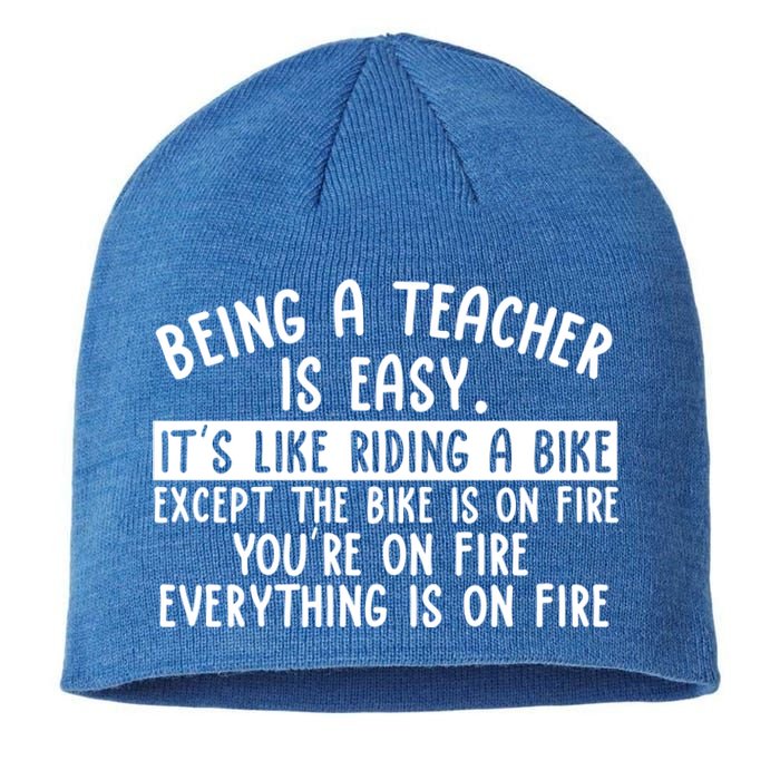 Being Teacher Is Easy It’S Like Riding A Bike Back To School Gift Sustainable Beanie