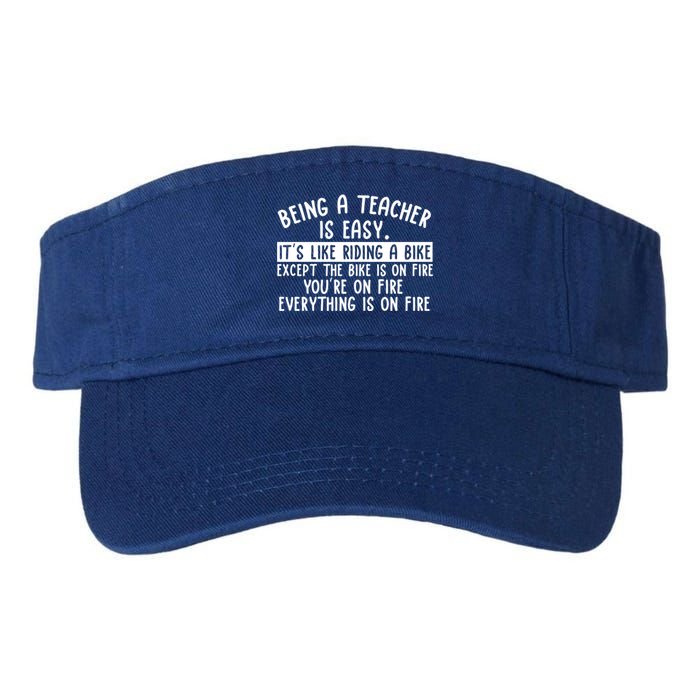 Being Teacher Is Easy It’S Like Riding A Bike Back To School Gift Valucap Bio-Washed Visor