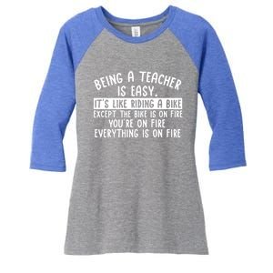 Being Teacher Is Easy It’S Like Riding A Bike Back To School Gift Women's Tri-Blend 3/4-Sleeve Raglan Shirt