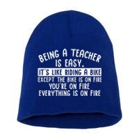 Being Teacher Is Easy It’S Like Riding A Bike Back To School Gift Short Acrylic Beanie