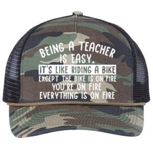 Being Teacher Is Easy It’S Like Riding A Bike Back To School Gift Retro Rope Trucker Hat Cap