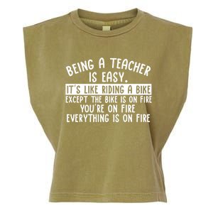 Being Teacher Is Easy It’S Like Riding A Bike Back To School Gift Garment-Dyed Women's Muscle Tee