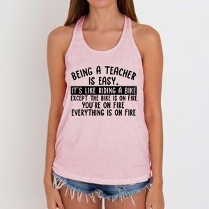 Being Teacher Is Easy It’S Like Riding A Bike Back To School Gift Women's Knotted Racerback Tank