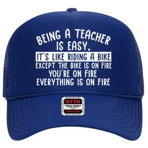 Being Teacher Is Easy It’S Like Riding A Bike Back To School Gift High Crown Mesh Back Trucker Hat