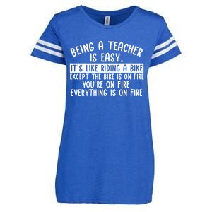 Being Teacher Is Easy It’S Like Riding A Bike Back To School Gift Enza Ladies Jersey Football T-Shirt