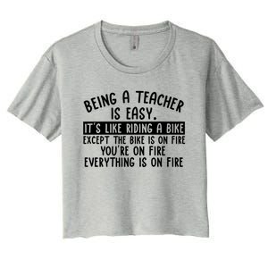 Being Teacher Is Easy It’S Like Riding A Bike Back To School Gift Women's Crop Top Tee