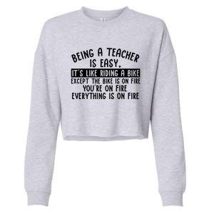 Being Teacher Is Easy It’S Like Riding A Bike Back To School Gift Cropped Pullover Crew