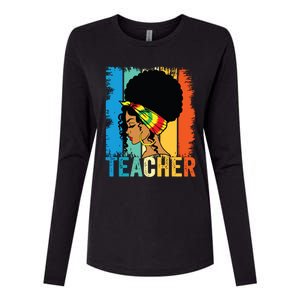 Black Teacher Juneteenth 2024 Afro Woman Black History Month Womens Cotton Relaxed Long Sleeve T-Shirt